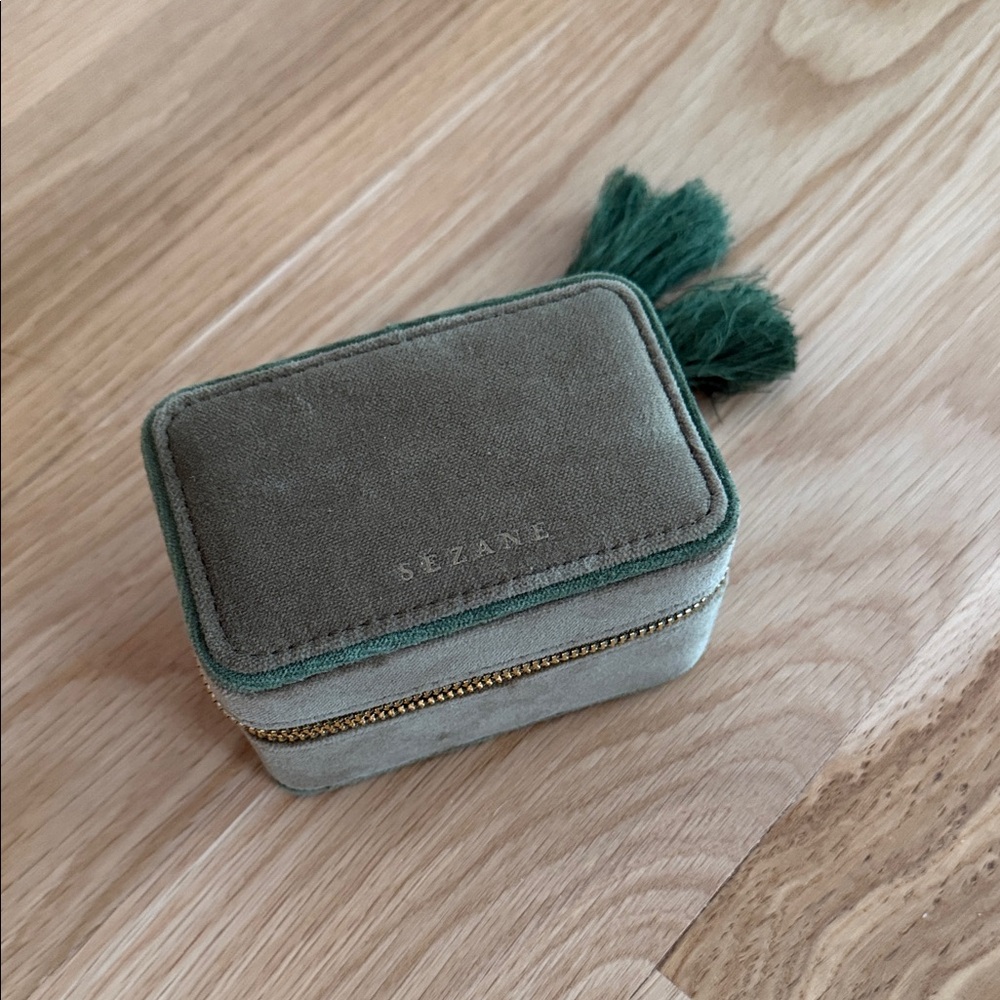 Sezane Green Velvet Jewelry Box